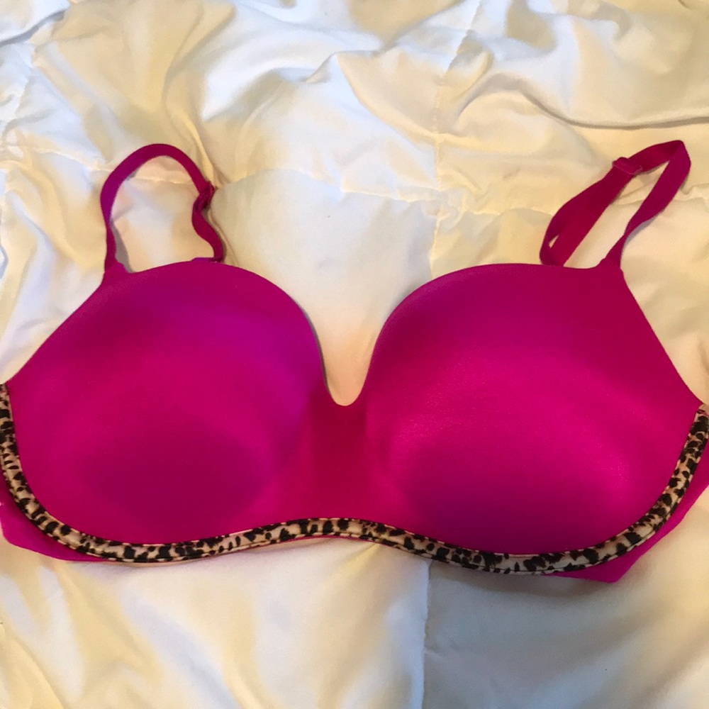 Victoria Secret Hot pink 34DD Push up Balconet bra